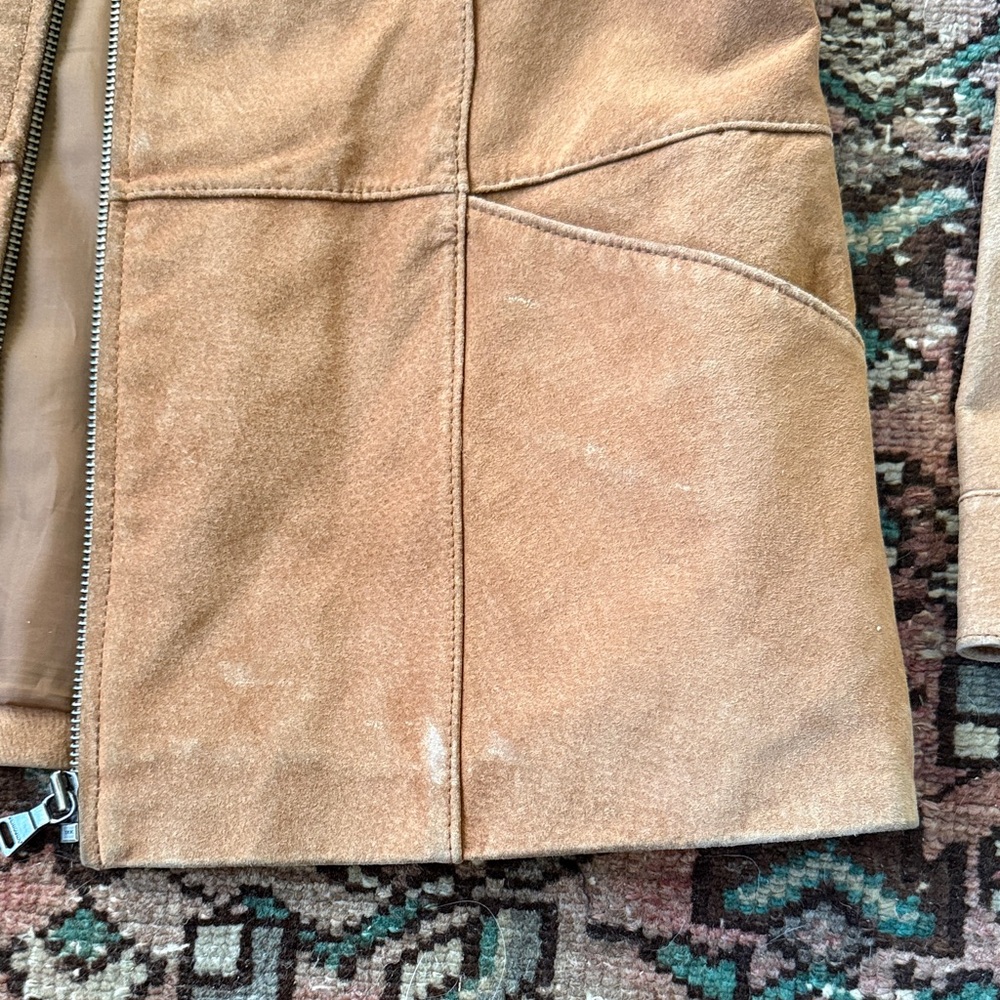 Vintage Bernardo by Nordstrom Suede Camel Tan Leather Jacket - Picture 4 of 10